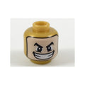 LEGO® Minifigure, Head Balaclava with Light Nougat Face, Black Arched Eyebrows, Wide Smile with Teeth Pattern 3626pb2005 perlgold