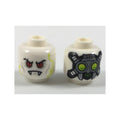 LEGO® Minifigure, Head Alien Vampire with Red Eyes, Light Bluish Gray Cheek Lines and Eye Shadow, Lime Circuitry, Cybernetic Implants, and Closed Mouth with Fangs Pattern 3626pb2011 weiss