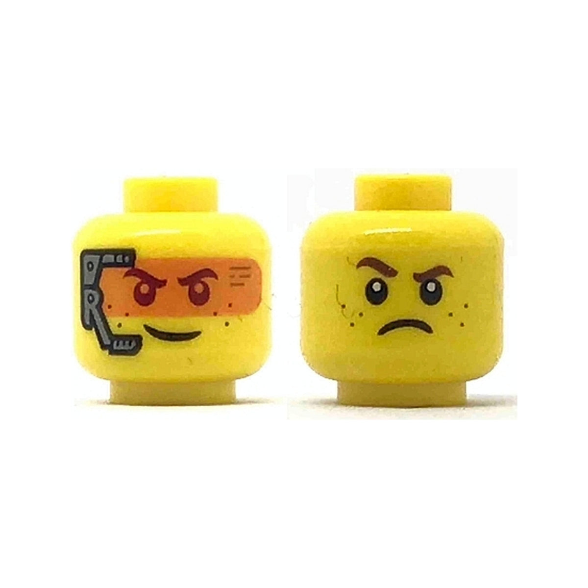 LEGO® Minifigure, Head Dual Sided Smile with Silver Headset and Orange Head-Up Display (HUD) / Frown Pattern 3626pb2036 gelb