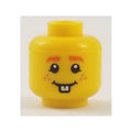 LEGO® Minifigure, Head Orange Eyebrows, Freckles, Grin with Buck Teeth Pattern 3626pb2065 gelb