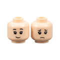 LEGO® Minifigure, Head Dual Sided Child Female Black Eyebrows, Eyelashes, Dark Orange Freckles, Grin / Sad Frown Pattern 3626pb2104 hellnougat
