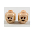 LEGO® Minifigure, Head Dual Sided Reddish Brown Eyebrows and Stubble, Medium Nougat Moustache, Sideburns, Cheek Lines and Dimples, Grin / Determined Pattern 3626pb2124 hellnougat
