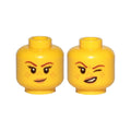 LEGO® Minifigure, Head Dual Sided Female Reddish Brown Eyebrows, Medium Nougat Freckles and Lips, Smirk / Wink and Open Mouth with Teeth Pattern 3626pb2145 gelb