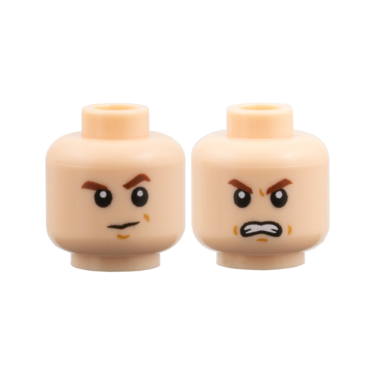 LEGO® Minifigure, Head Dual Sided Child Reddish Brown Eyebrows, Suspicious with Left Eyebrow Raised / Angry Pattern 3626pb2165 hellnougat