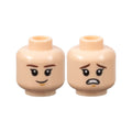 LEGO® Minifigure, Head Dual Sided Child Female Dark Brown Eyebrows, Medium Nougat Chin Dimple, Grin / Scared Open Mouth with Teeth Pattern 3626pb2169 hellnougat