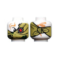 LEGO® Minifigure, Head Alien Ninjago Red Eye Fan Left, Olive Green Bandana Wrap, Knot on Back Pattern 3626pb2206 weiss