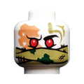 LEGO® Minifigure, Head Alien Ninjago Red Eyes, Olive Green Bandana Wrap, Green Splotches, Stitching Pattern 3626pb2208 weiss