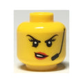 LEGO® Minifigure, Head Female Black Eyebrows, Headset, Red Lips with Open Mouth, Crooked Smile / Scowl Pattern 3626pb2294 gelb