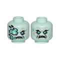 LEGO® Minifigure, Head Dual Sided Wrinkles, Teeth, Ice Spikes Covering Right Eye / Angry Pattern 3626pb2376 light aqua
