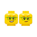 LEGO® Minifigure, Head Dual Sided Female Green Glasses, Smile / Closed Mouth Pattern 3626pb2377 gelb