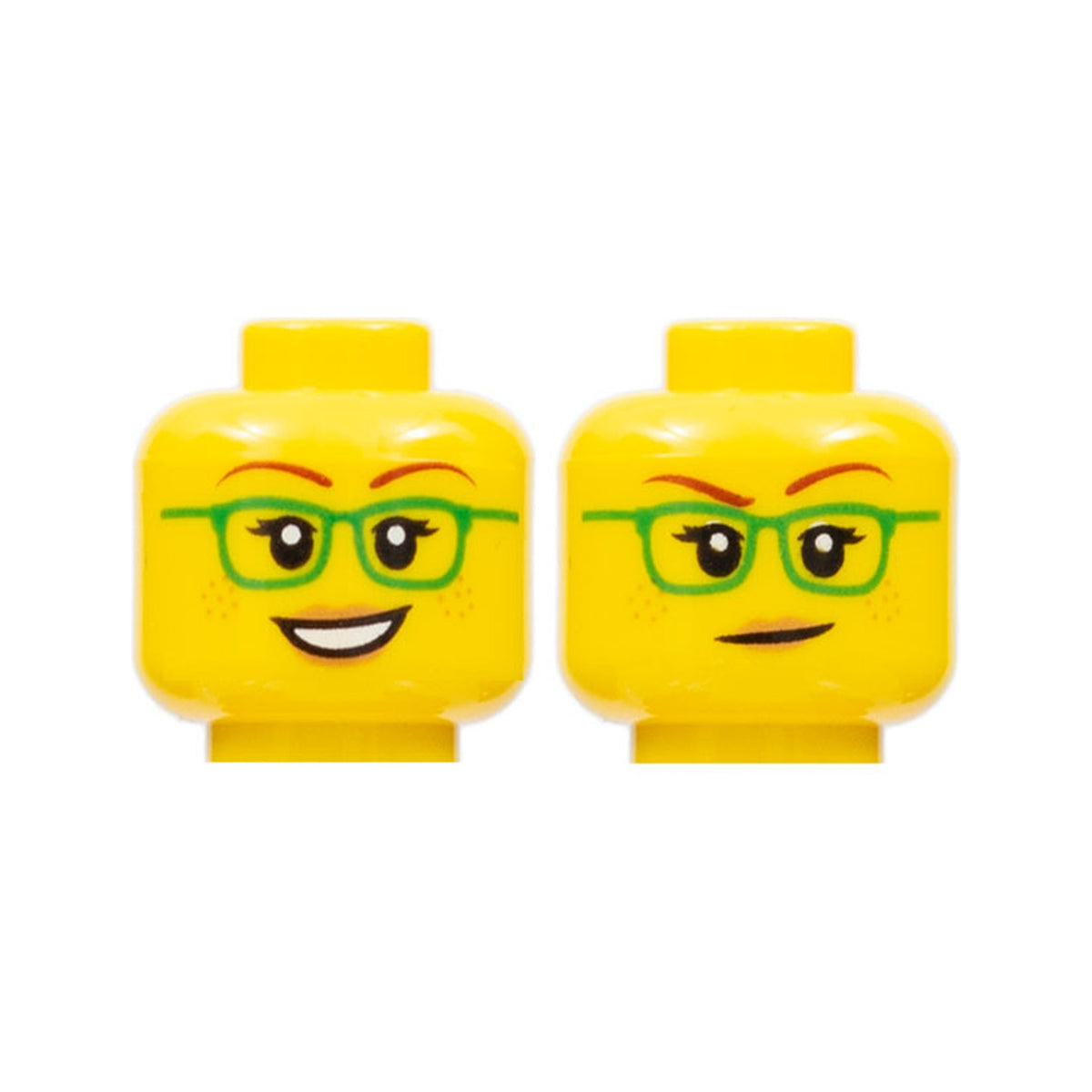 LEGO® Minifigure, Head Dual Sided Female Green Glasses, Smile / Closed Mouth Pattern 3626pb2377 gelb