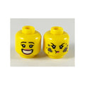 LEGO® Minifigure, Head Dual Sided Female, Pink Lips Big Smile with Teeth / Dirt Stains, Angry Pattern 3626pb2440 gelb