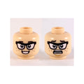 LEGO® Minifigure, Head Dual Sided Black Eyebrows and Glasses, Reddish Brown Freckles, Smile / Scared Pattern 3626pb2443 hellnougat
