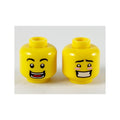 LEGO® Minifigure, Head Dual Sided Black Eyebrows, Wide Open Smile with Teeth and Tongue / Blushing with Teeth Pattern 3626pb2462 gelb