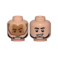 LEGO® Minifigure, Head Dual Sided Dark Tan Visor, Stern Black Eyebrows, Chin Strap / Open Mouth Grin Pattern (SW T-16 Skyhopper Pilot) 3626pb2520 hellnougat