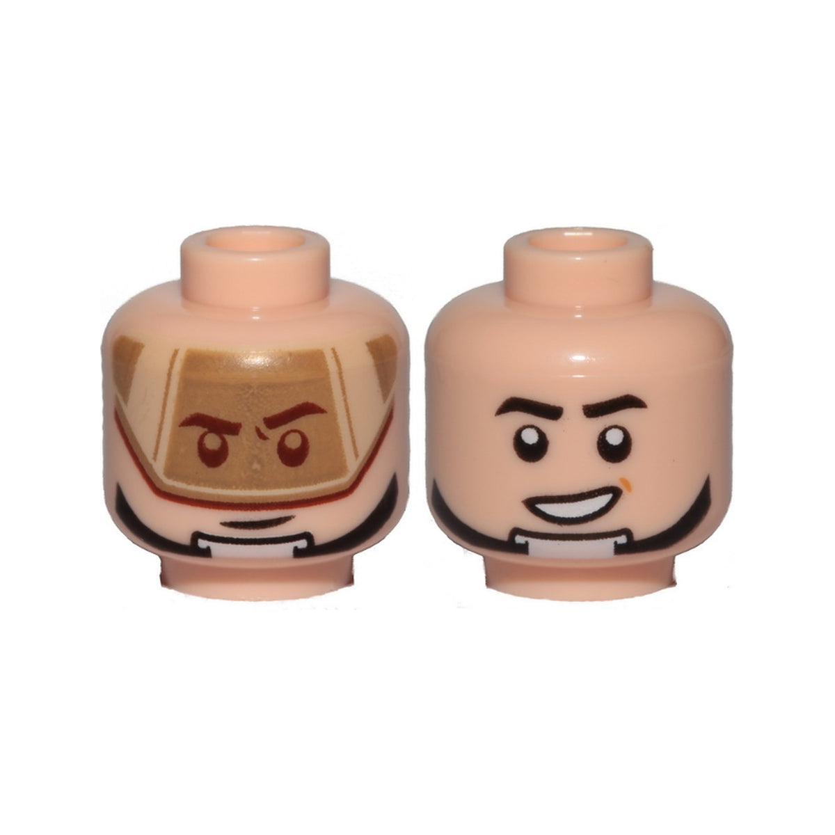 LEGO® Minifigure, Head Dual Sided Dark Tan Visor, Stern Black Eyebrows, Chin Strap / Open Mouth Grin Pattern (SW T-16 Skyhopper Pilot) 3626pb2520 hellnougat