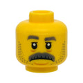 LEGO® Minifigure, Head Gray Eyebrows, Moustache, Stubble, Sad Face Pattern 3626pb2527 gelb