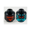 LEGO® Minifigure, Head Dual Sided Alien, Red Visor and 'V' with 9 Vertical Stripes / Dark Turquoise Splotch Face with Red Eyes Pattern 3626pb2528 schwarz