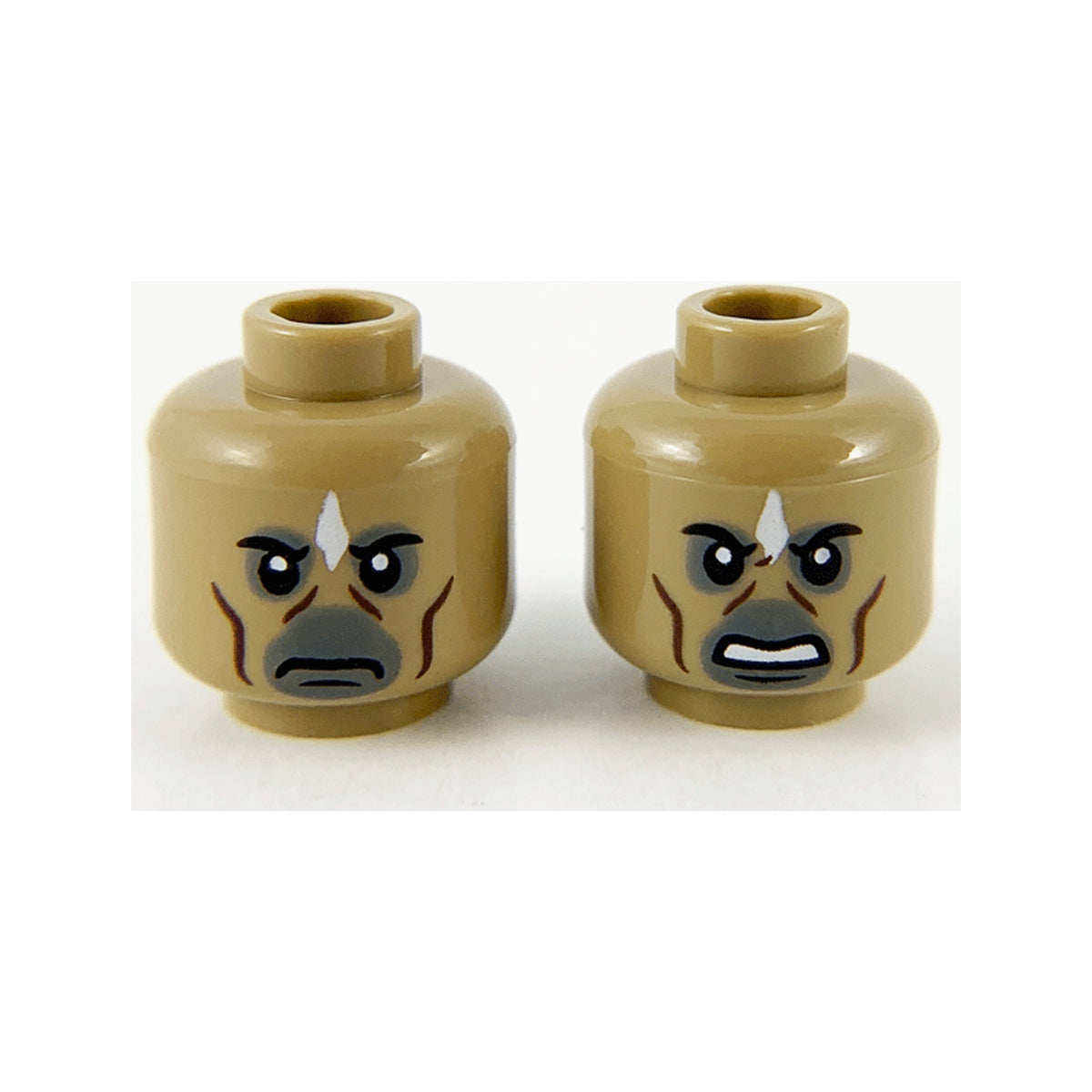 LEGO® Minifigure, Head Dual Sided Alien White Diamond, Cheek Lines, Neutral / Angry Pattern 3626pb2627 dunkelbeige
