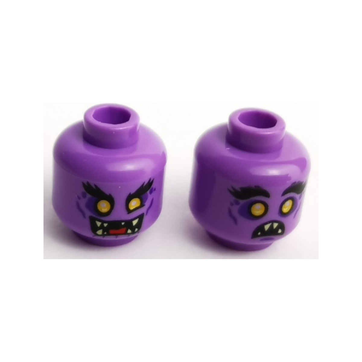 LEGO® Minifigure, Head Dual Sided Alien with Cheek Lines, Raised Black Eyebrow, Teeth, Angry / Scared Pattern 3626pb2631 lavendel
