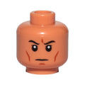 LEGO® Minifigure, Head Black Eyebrows, Upper Eyelids, Dark Orange Cheek Lines and Chin Dimple, Stern Pattern 3626pb2651 nougat