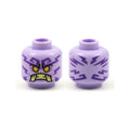 LEGO® Minifigure, Head Alien Ninjago Islander with Dark Purple Tattoos, Bright Light Orange Eyes, Medium Lavender Eye Shadow, Tan Teeth and Tusks Pattern 3626pb2768 lavender