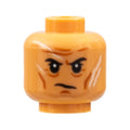 LEGO® Minifigure, Head Dark Orange Brow Furrows, Cheek Lines, Chin Dimple, Black Eyebrows, White Scars Pattern 3626pb2850 nougat