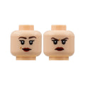 LEGO® Minifigure, Head Dual Sided Female, Medium Nougat Eyebrows, Peach Lips, Smile / Scowl Pattern 3626pb2860 hellnougat