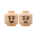 LEGO® Minifigure, Head Dual Sided Dark Brown Eyebrows, Small Smile / Scared Pattern 3626pb2862 hellnougat