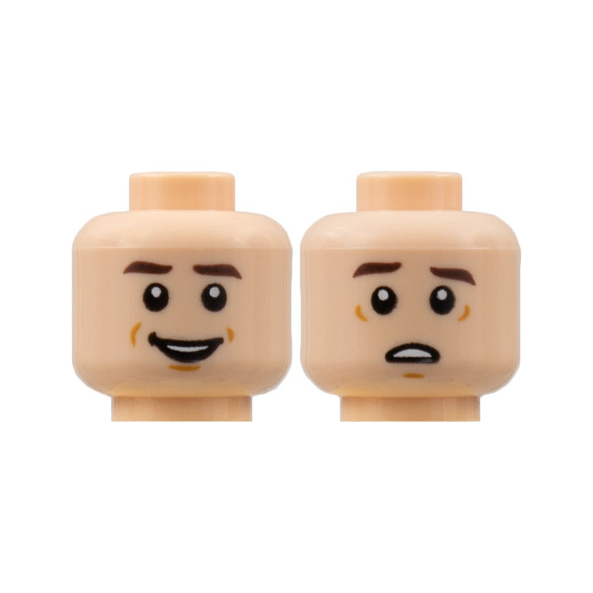 LEGO® Minifigure, Head Dual Sided Dark Brown Eyebrows, Small Smile / Scared Pattern 3626pb2862 hellnougat