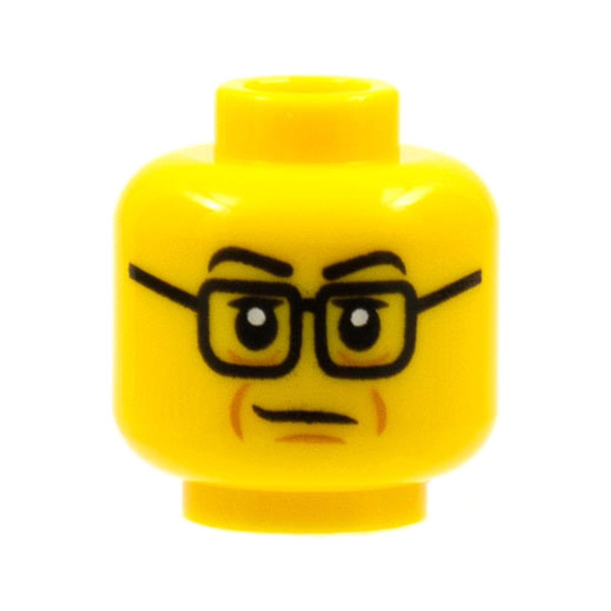 LEGO® Minifigure, Head Black Eyebrows and Glasses, Medium Nougat Wrinkles Pattern 3626pb2887 gelb