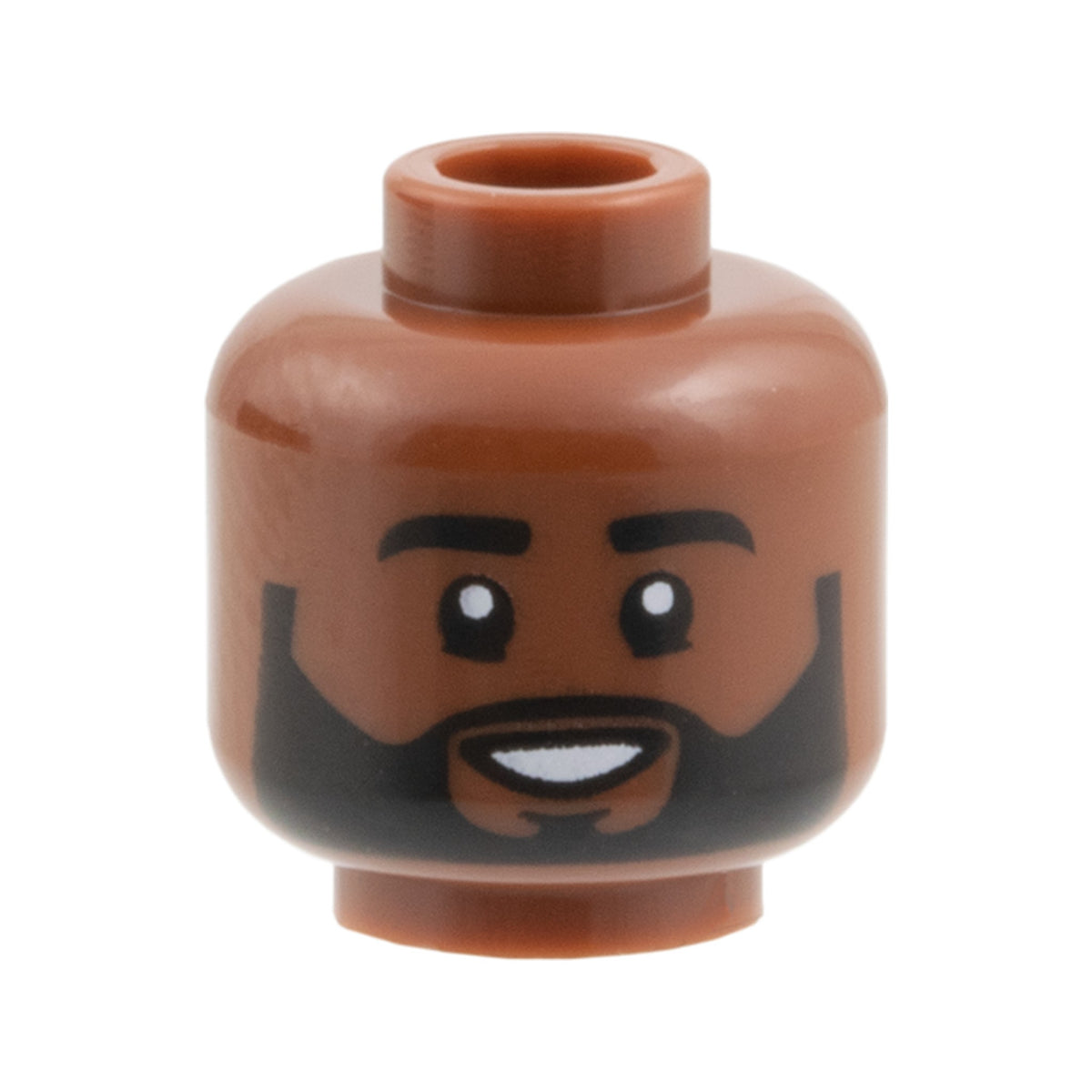 LEGO® Minifigure, Head Black Eyebrows and Full Beard with Moustache, Lower Eyelids, Open Mouth Smile with Teeth Pattern 3626pb2907 braun