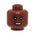 LEGO® Minifigure, Head Black Eyebrows, Forehead Lines, Cheek Lines and Chin Dimple, Scowl with Open Mouth and Teeth Pattern 3626pb2922 braun