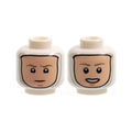 LEGO® Minifigure, Head Dual Sided Balaclava, Light Nougat Face, Dark Tan Eyebrows, Neutral / Open Mouth Pattern 3626pb2923 weiss