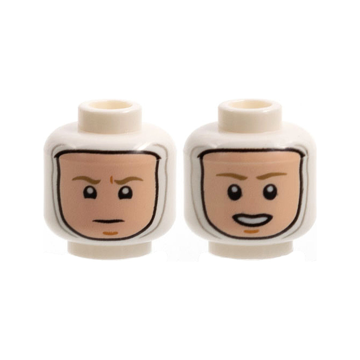 LEGO® Minifigure, Head Dual Sided Balaclava, Light Nougat Face, Dark Tan Eyebrows, Neutral / Open Mouth Pattern 3626pb2923 weiss
