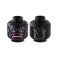 LEGO® Minifigure, Head Alien Silver Flame Tattoos, Magenta and Bright Pink Eyes and Mouth, Gold Teeth Pattern 3626pb3048 schwarz