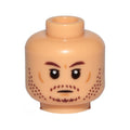 LEGO® Minifigure, Head Dark Brown Eyebrows, Stubble, Nougat Cheek Lines and Chin Dimple Pattern 3626pb3052 medium tan