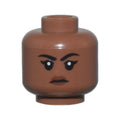 LEGO® Minifigure, Head Female Black Eyebrows and Eyelashes, Reddish Brown Lips, Stern Pattern 3626pb3250 medium brown
