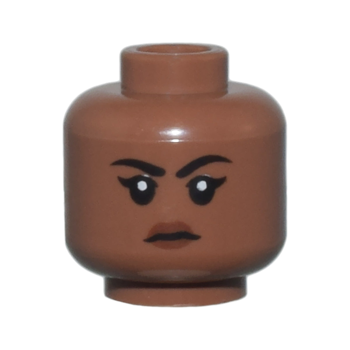 LEGO® Minifigure, Head Female Black Eyebrows and Eyelashes, Reddish Brown Lips, Stern Pattern 3626pb3250 medium brown