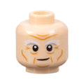 LEGO® Minifigure, Head White and Light Bluish Gray Bushy Eyebrows, Medium Nougat Brow Furrows, Wrinkles, and Cheek Lines Pattern 3626pb3257 hellnougat