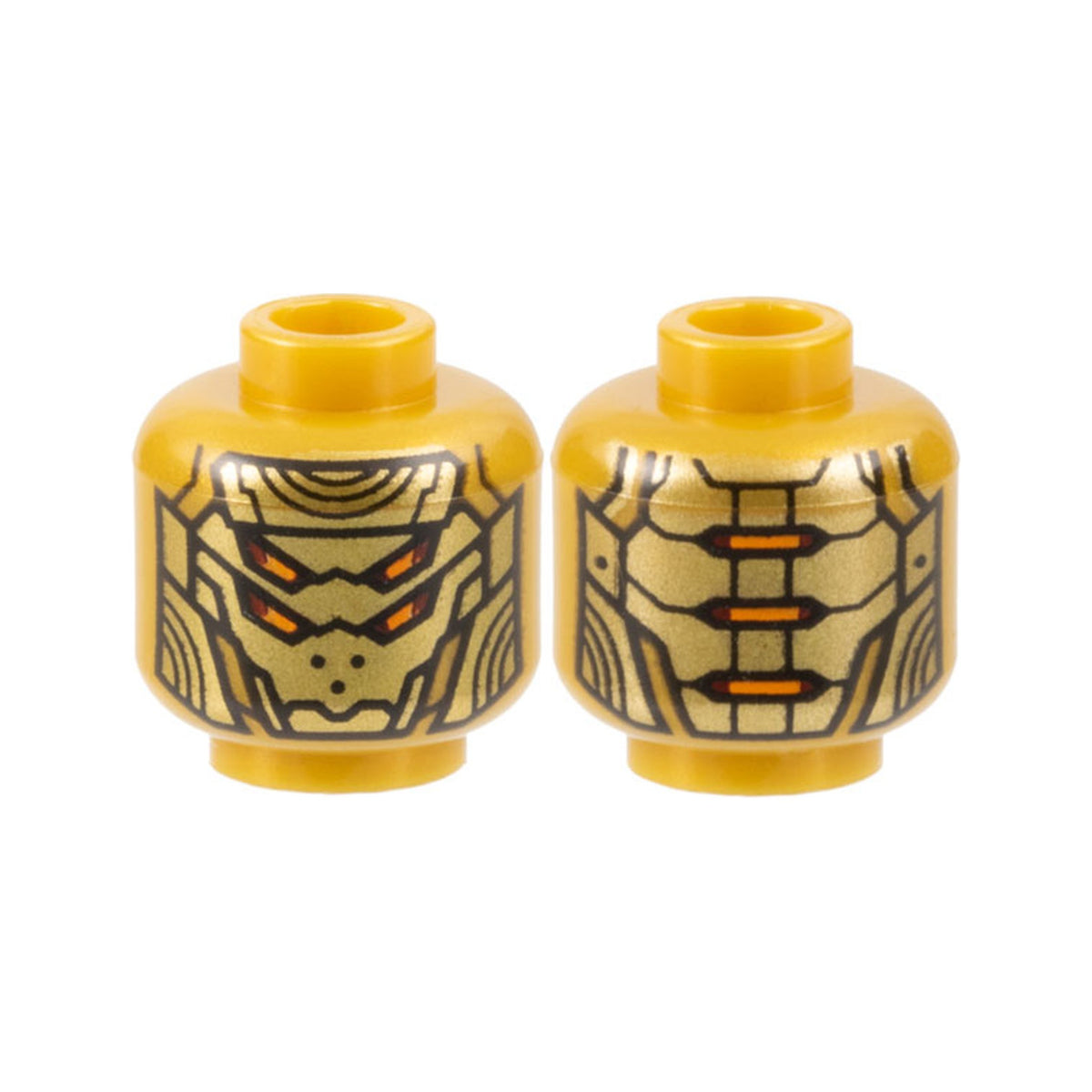 LEGO® Minifigure, Head Alien Robot with Gold Armor Plates and 4 Orange Eyes Pattern 3626pb3311 perlgold
