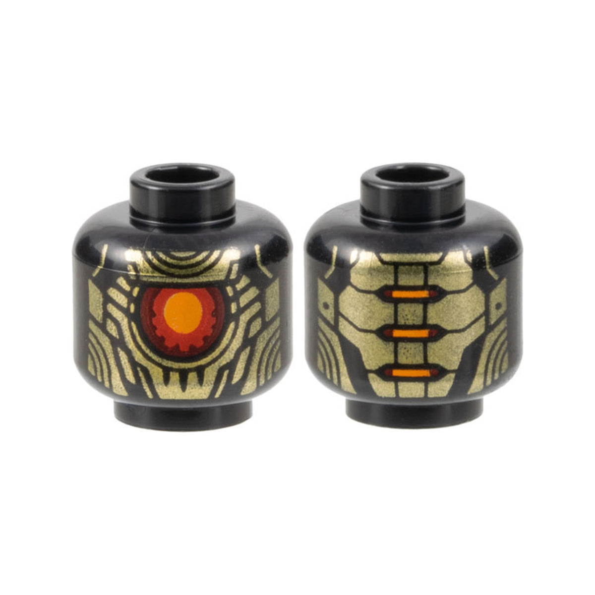LEGO® Minifigure, Head Alien Robot with Gold Armor Plates and Large Red and Orange Eye Pattern 3626pb3386 schwarz
