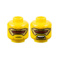 LEGO® Minifigure, Head Dual Sided Gold Eye Mask with Dark Red Visor, Medium Nougat Jowl Lines and Wrinkles, Neutral / Open Mouth with Sharp Bottom Teeth Pattern 3626pb3402 gelb