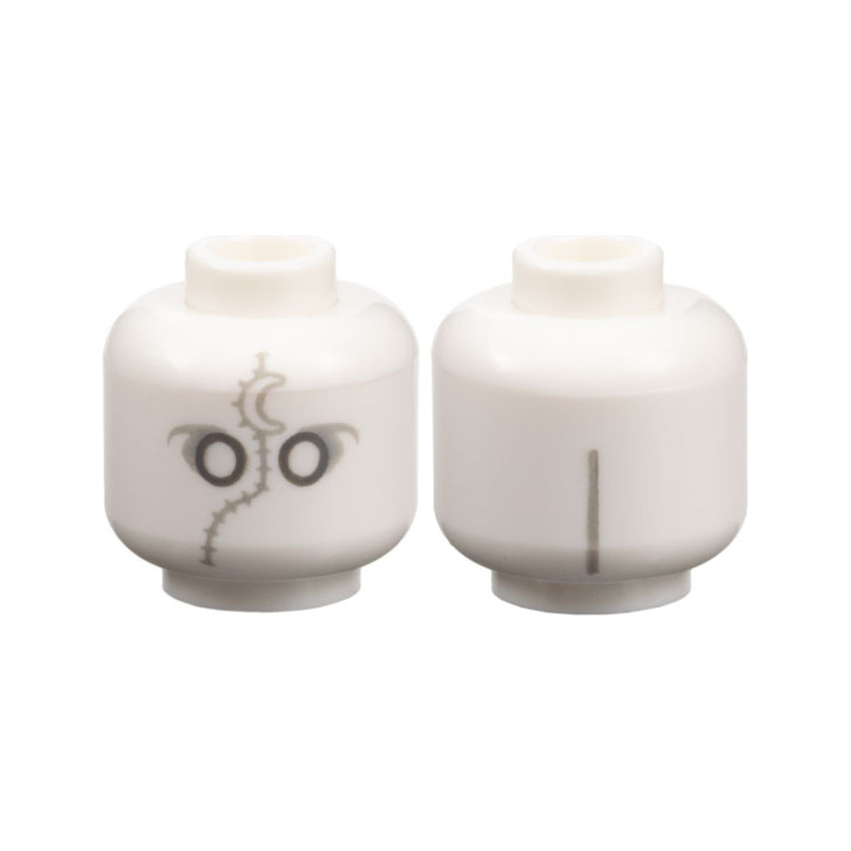 LEGO® Minifigure, Head Alien Dark Bluish Gray Eye Holes, Light Bluish Gray Eye Shadow, Crescent Moon, Stitching, and Line on Back Pattern 3626pb3455 weiss