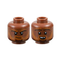 LEGO® Minifigure, Head Dual Sided Dark Orange Eyebrows and Beard with Dark Red Highlights, Frown / Open Mouth Smile with Top Teeth Pattern 3626pb3670 braun