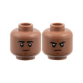 LEGO® Minifigure, Head Dual Sided Black Eyebrows, Reddish Brown Chin Dimple, Grin / Frown Pattern 3626pb3947 medium brown