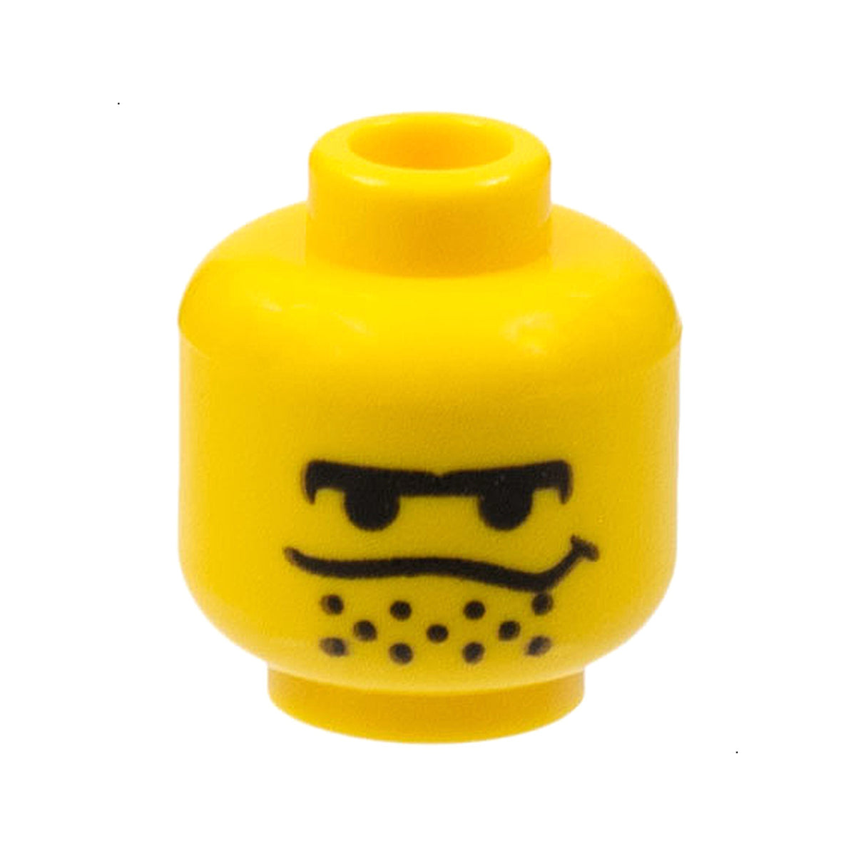 LEGO® Minifigure, Head Male Black Unibrow, Stubble under Dipping Mouth Line Pattern 3626px100 gelb