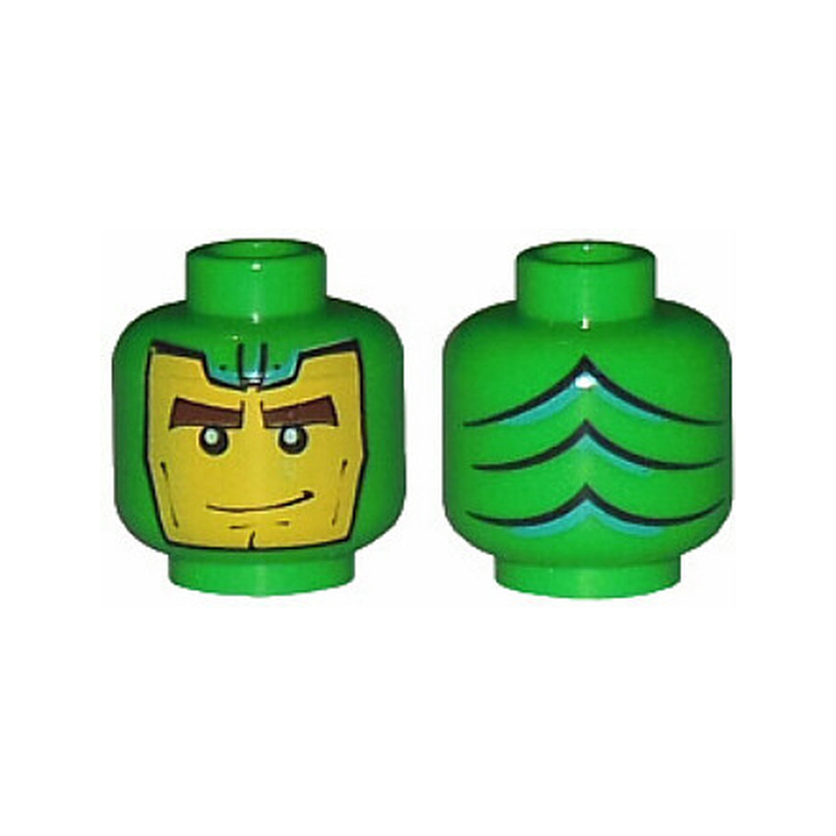 LEGO® Minifigure, Head Balaclava with Green Goblin Face, Lines on Back Pattern 3626px102 bright green