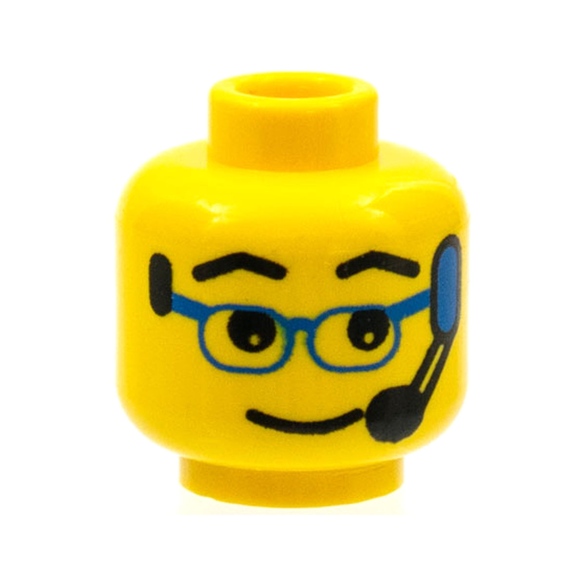 LEGO® Minifigure, Head Glasses with Blue Glasses and Headset Pattern 3626px24 gelb