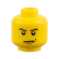LEGO® Minifigure, Head Male Angry Eyebrows and Scowl, Black Chin and Left Cheek Dimples Pattern 3626px302 gelb